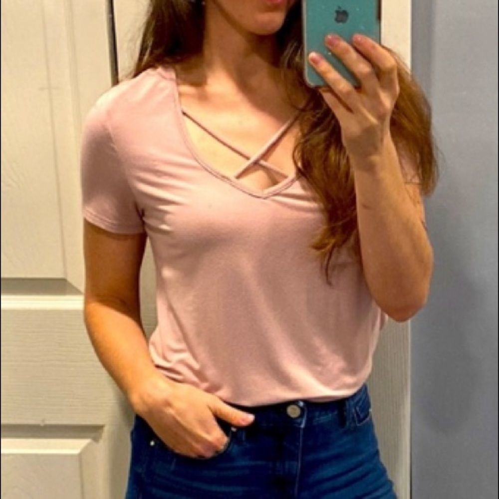 Dusty Rose Cross Front Tee